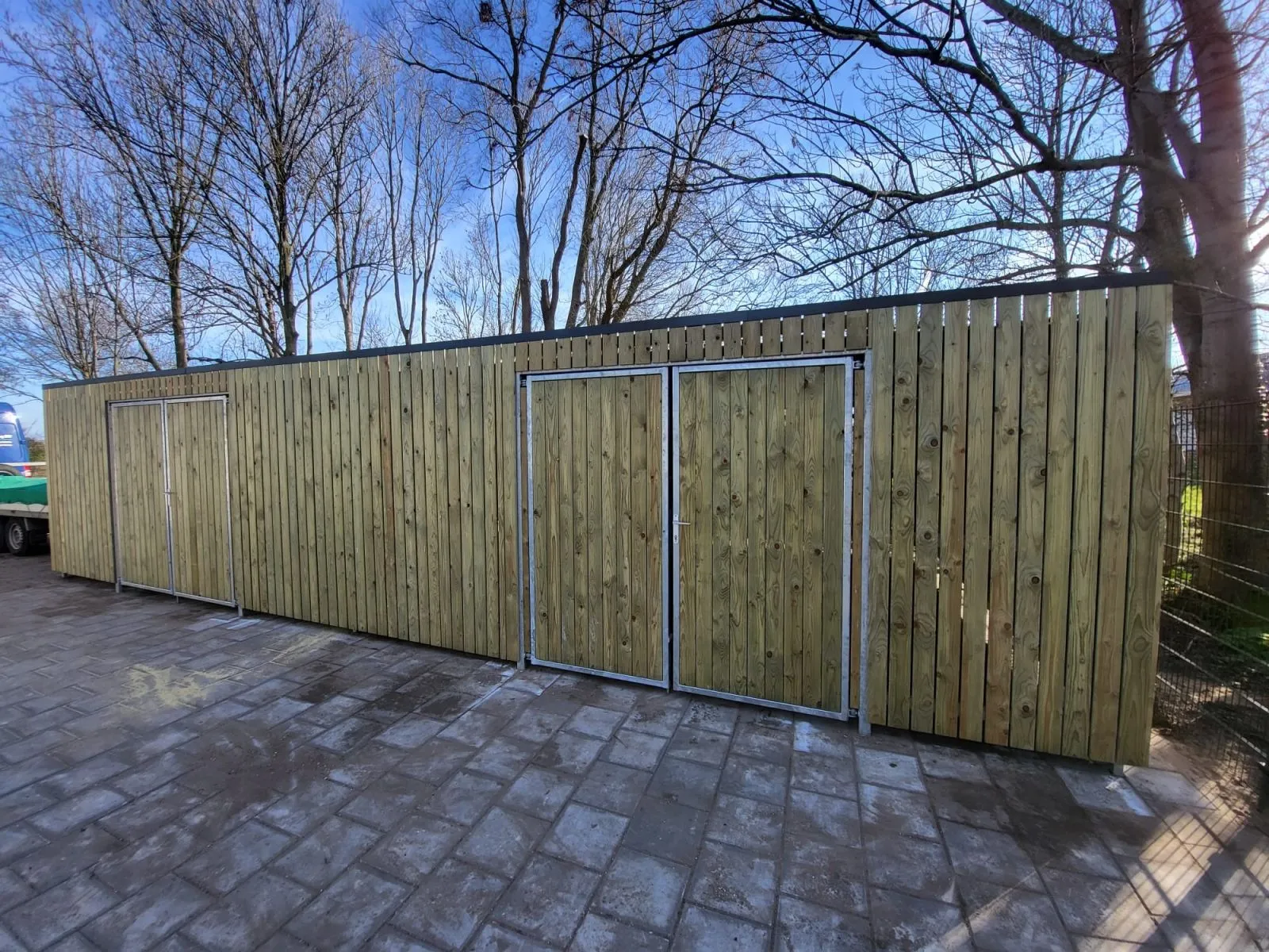 a306 fietsenberging met dubbele deuren 200 cm en vuurverzinkt frame