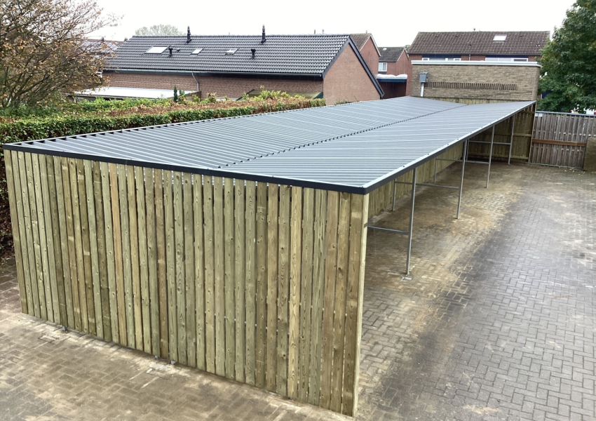 Fietsenstalling Dendron College Horst met verzinkte staalconstructie