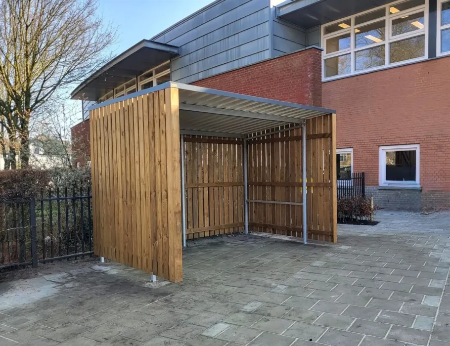 a101 uitvoering met damwand profielplaat en gecoat stalen frame