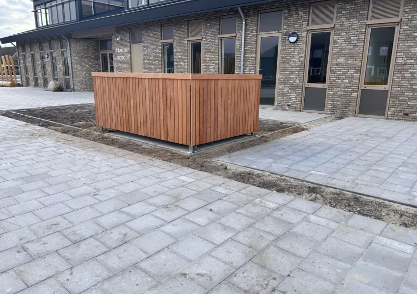 Afsluitbare buitenberging bij Eben Ha&euml;zerschool Leerbroek