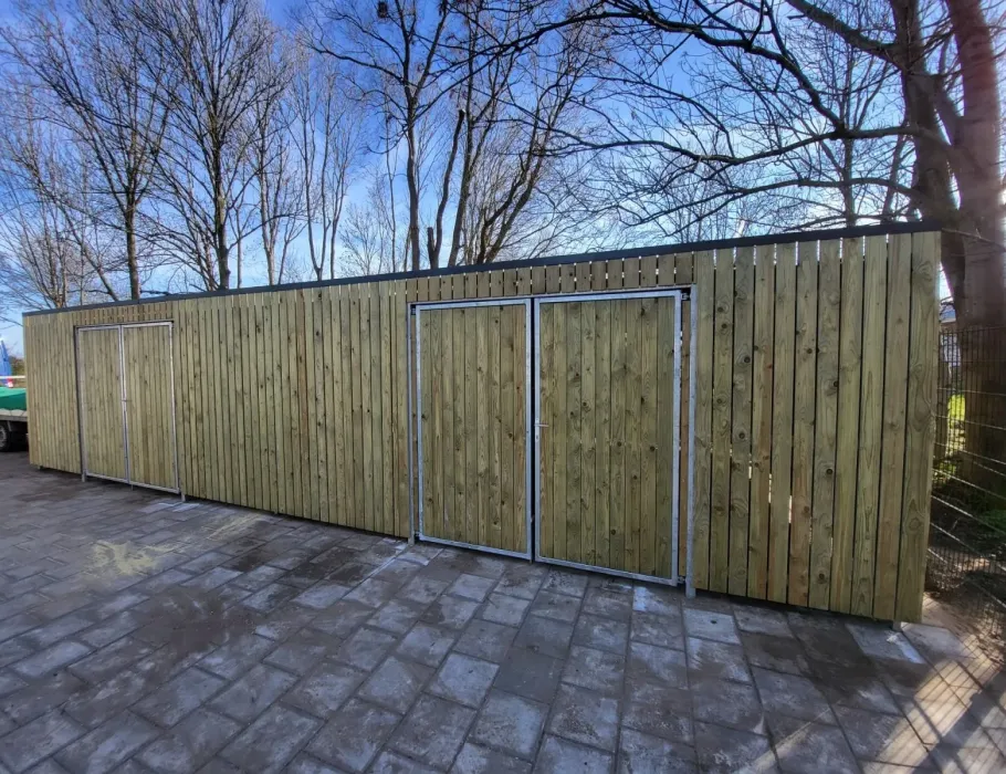 a306 fietsenberging met dubbele deuren 200 cm en vuurverzinkt frame