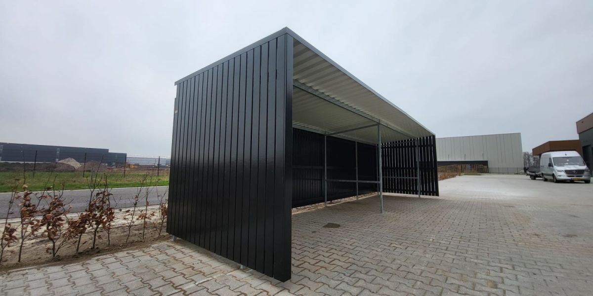 Fietsoverkapping in stijl bij warehouse Sans-online
